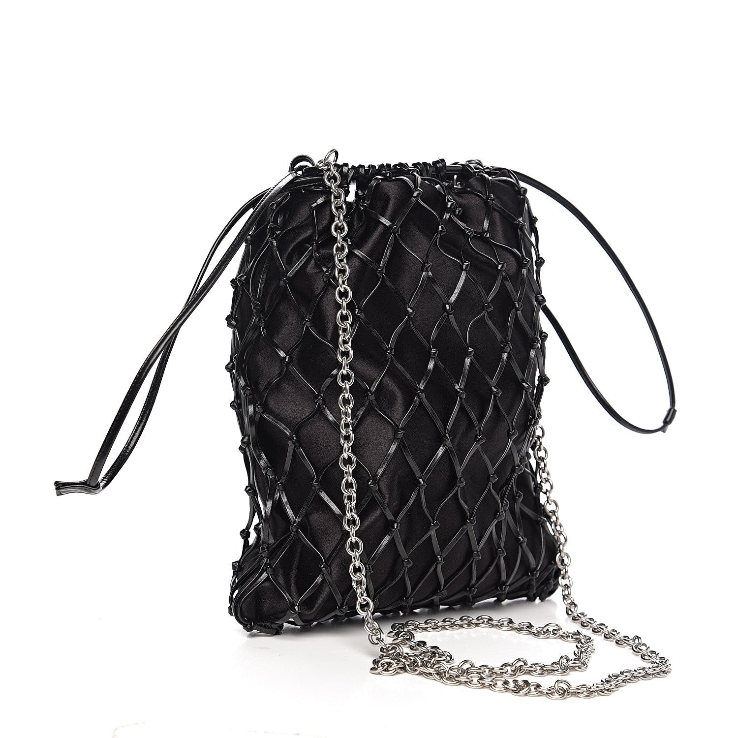 Prada Satin Net Chain Bag Black 2 of 8