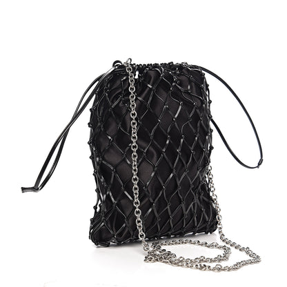 Prada Satin Net Chain Bag Black 2 of 8