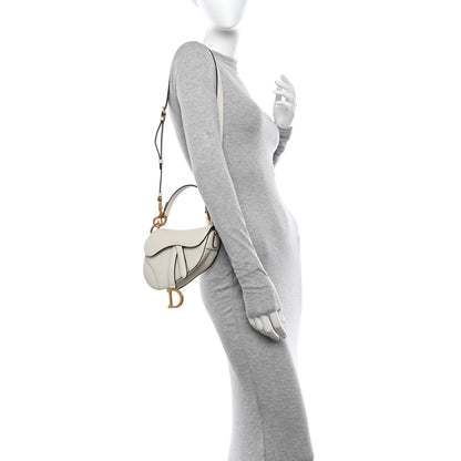 Christian Dior Grained Calfskin Mini Saddle Bag With Strap White 2 of 11