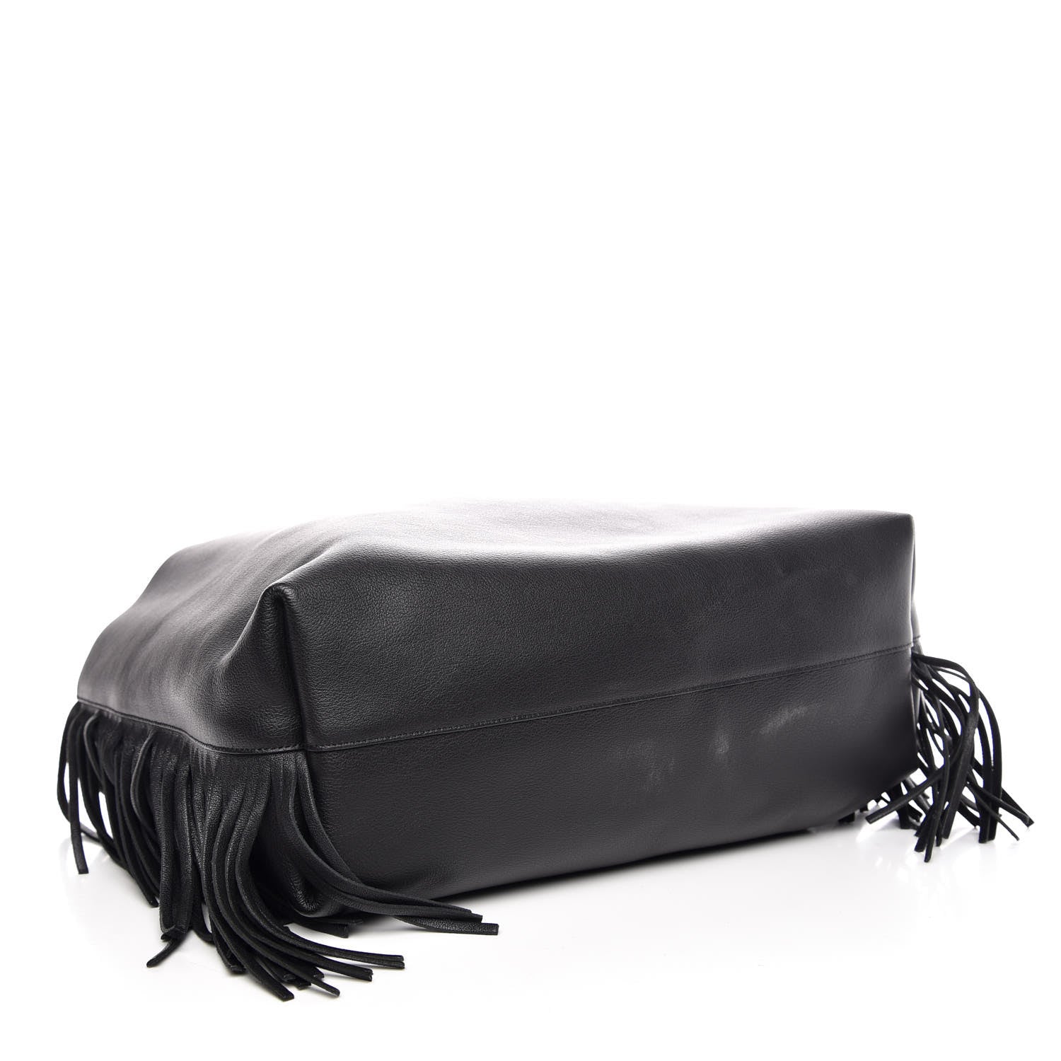 Saint Laurent Calfskin Large Fringe Shopping Tote Black 5 of 10