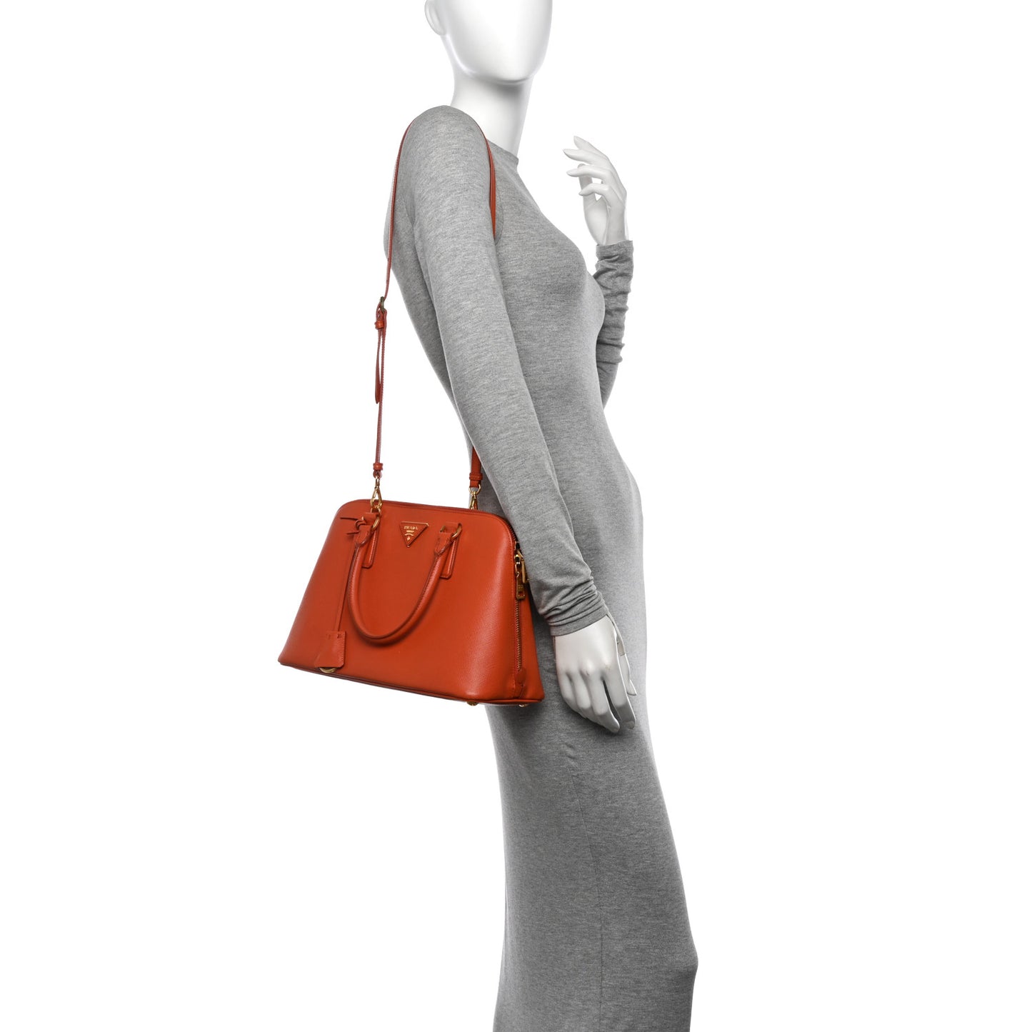 Saffiano Lux Medium Promenade Tote Papaya