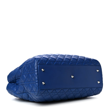 Christian Dior Lambskin Cannage Large Dior Soft Shopping Tote Blue 3 of 4