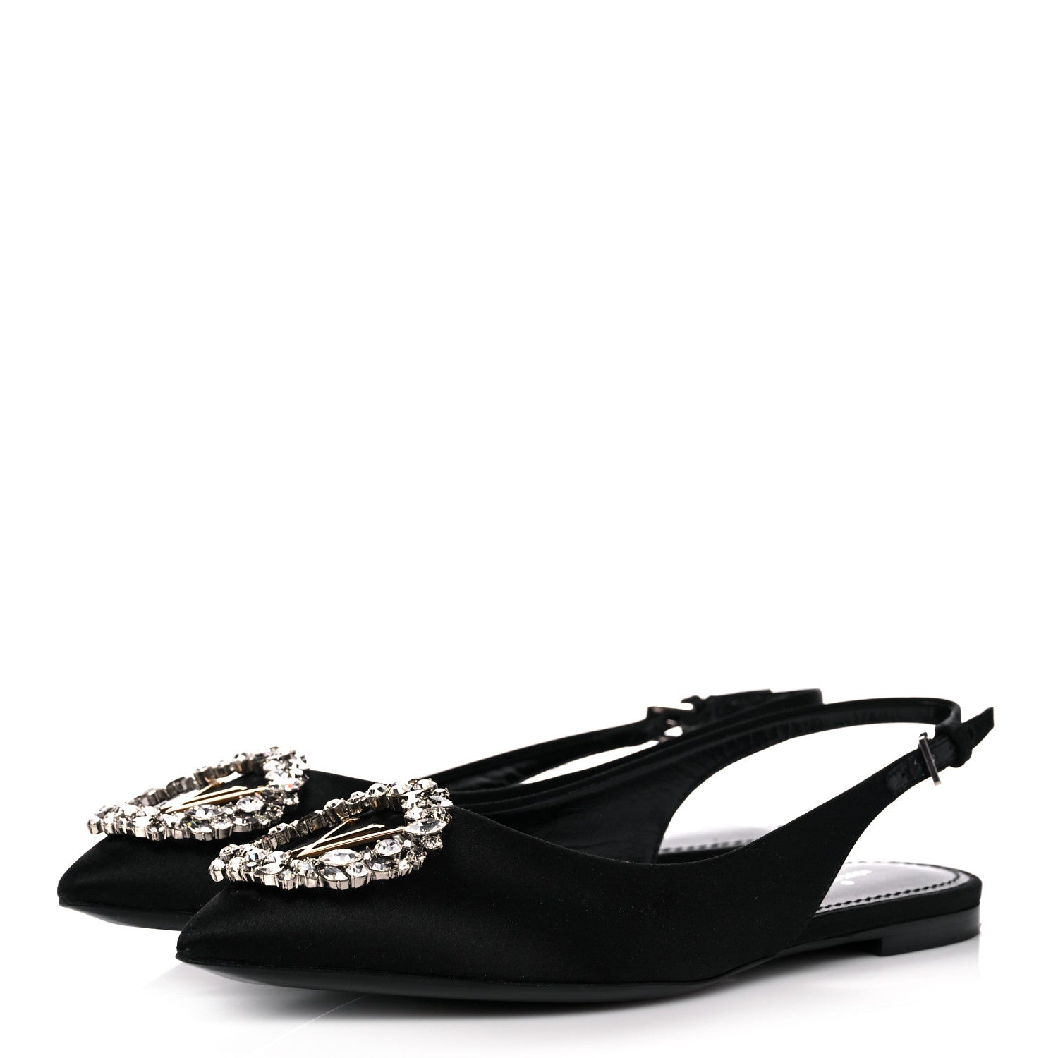 Louis Vuitton Satin Crystal Madeleine Slingback Ballerina Flats 36 Black 3 of 11