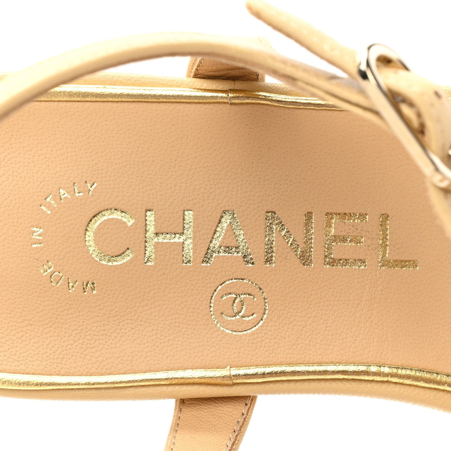 Chanel Lambskin CC Chain Thong Sandals 36.5 Beige 7 of 9