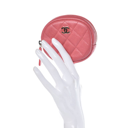 Chanel Iridescent Caviar Quilted Zip Around Classic Coin Purse Pink 2 of 8
