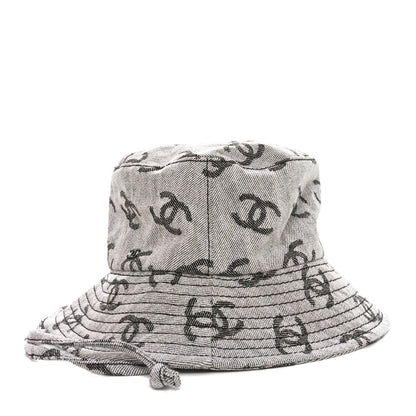Chanel Denim CC Bucket Hat S White Black 4 of 10