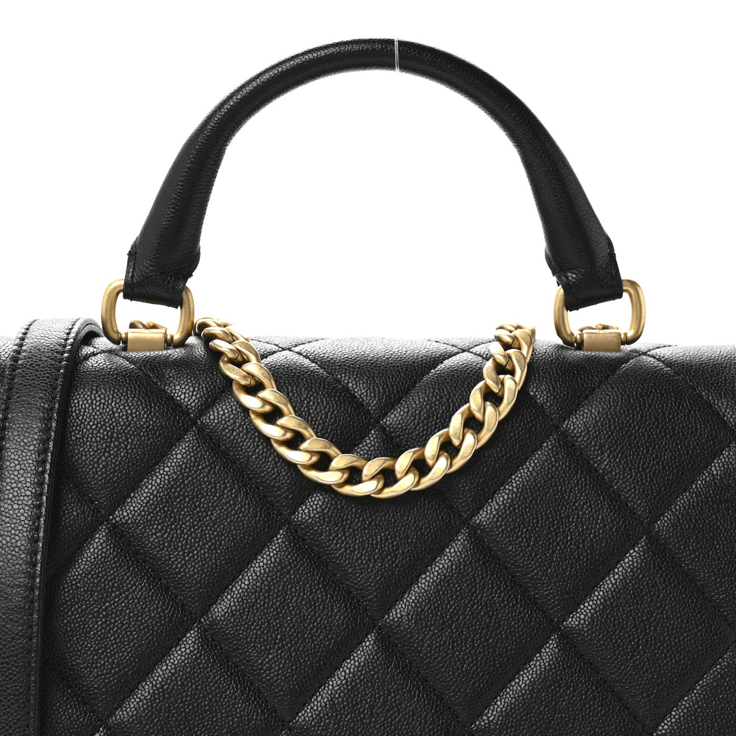 Caviar Quilted Small Top Handle Flap Black