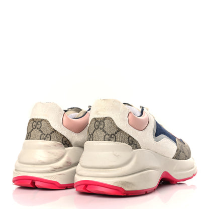Gucci GG Supreme Monogram Mix Monogram Womens Rhyton Sneakers 38 London Blue Beige Pale Pink 4 of 9