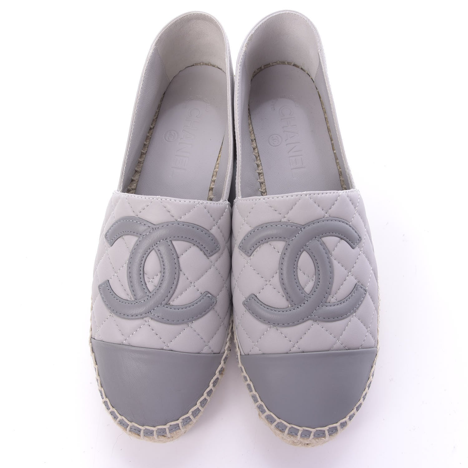 Chanel Lambskin Quilted CC Espadrilles 38 Grey 6 of 11