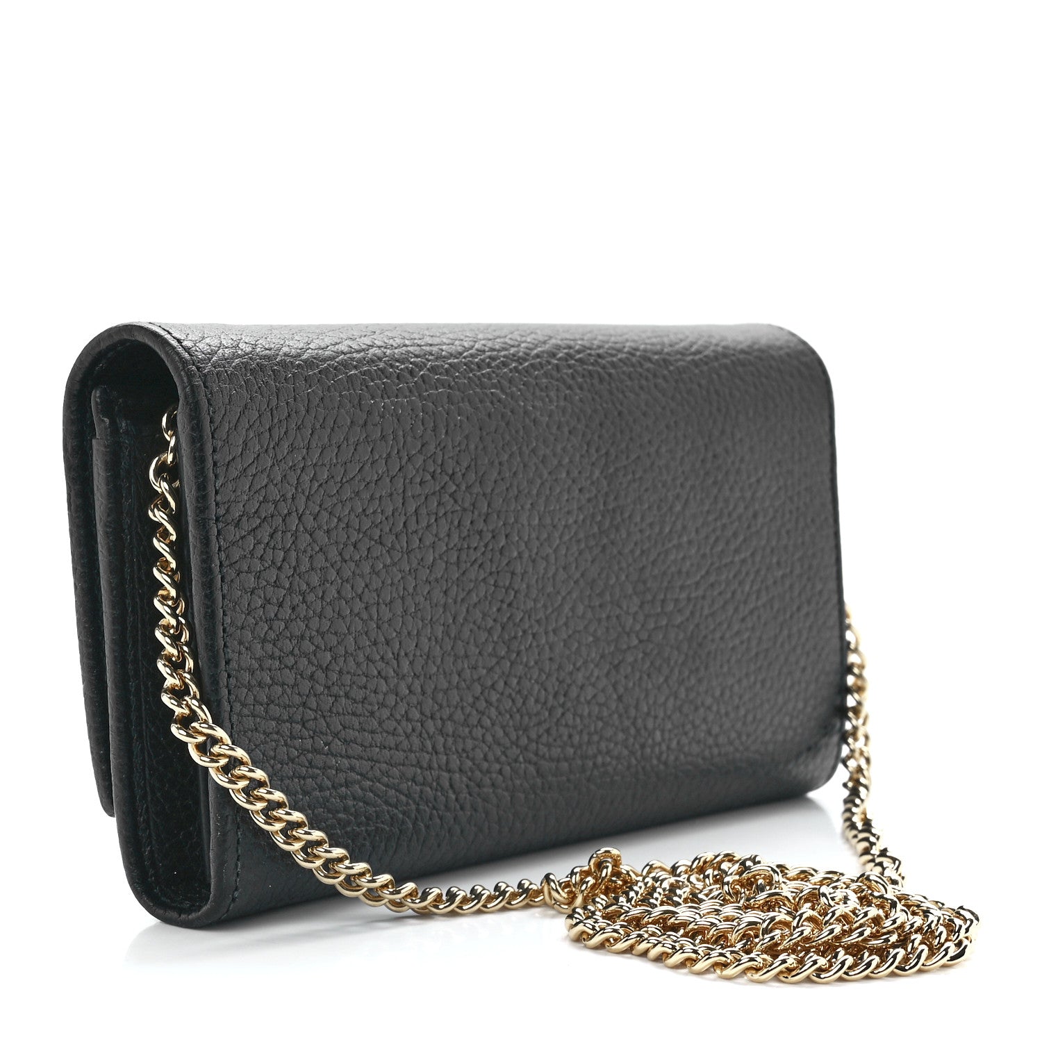 Gucci Calfskin Petite GG Marmont Wallet Chain Bag Black 3 of 12
