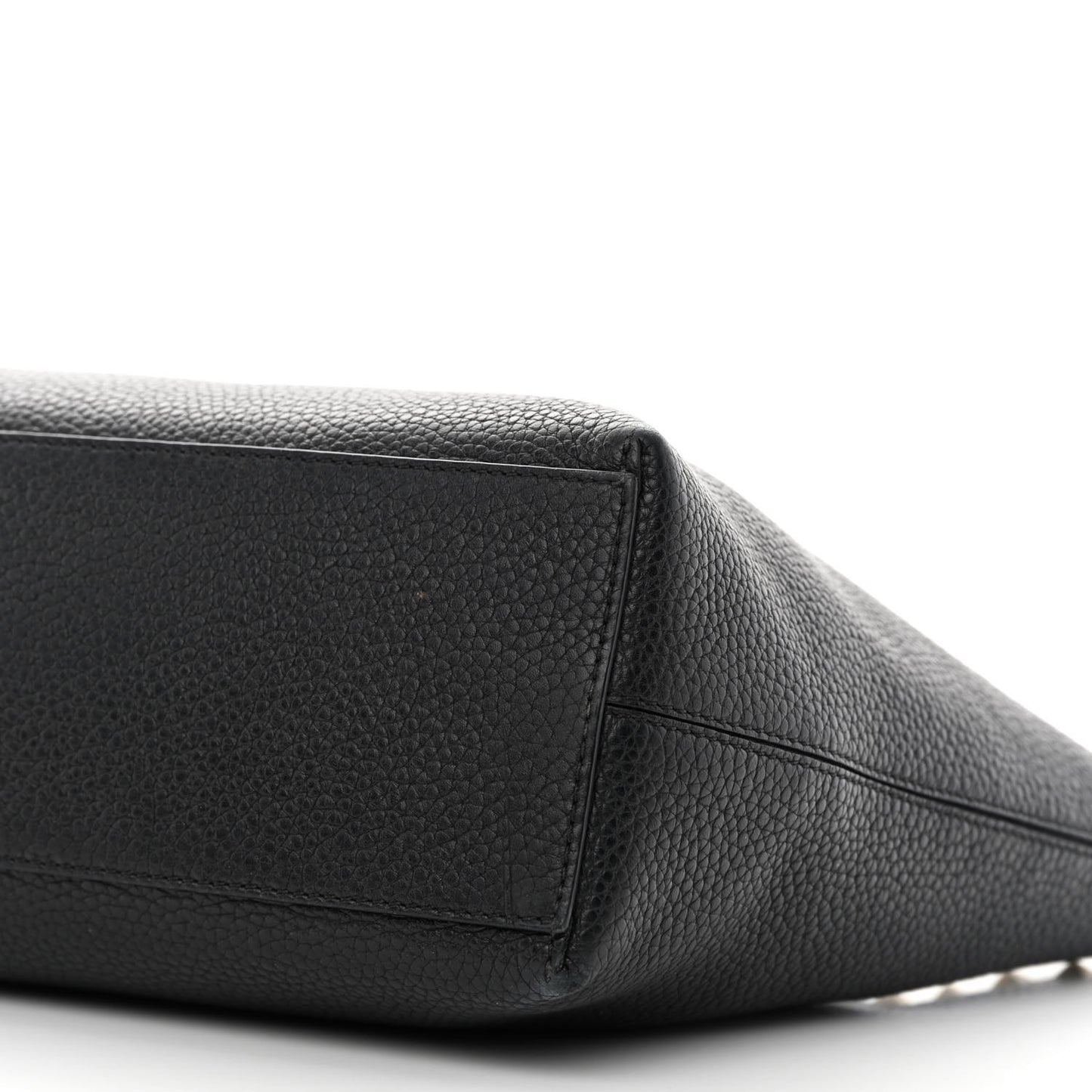 Grained Calfskin Small Rockstud Shoulder Tote Black