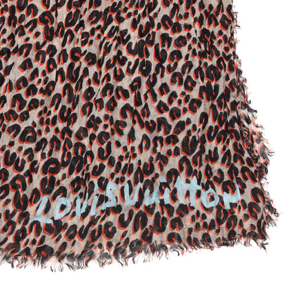 Louis Vuitton Cashmere Silk Leopard Etole Stole Sable 3 of 4