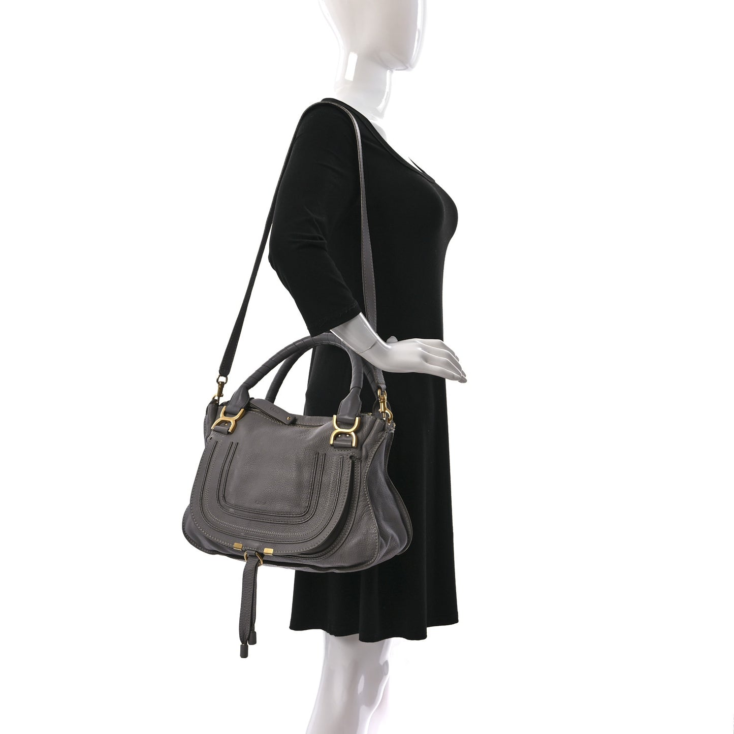 Calfskin Medium Marcie Satchel Cashmere Grey