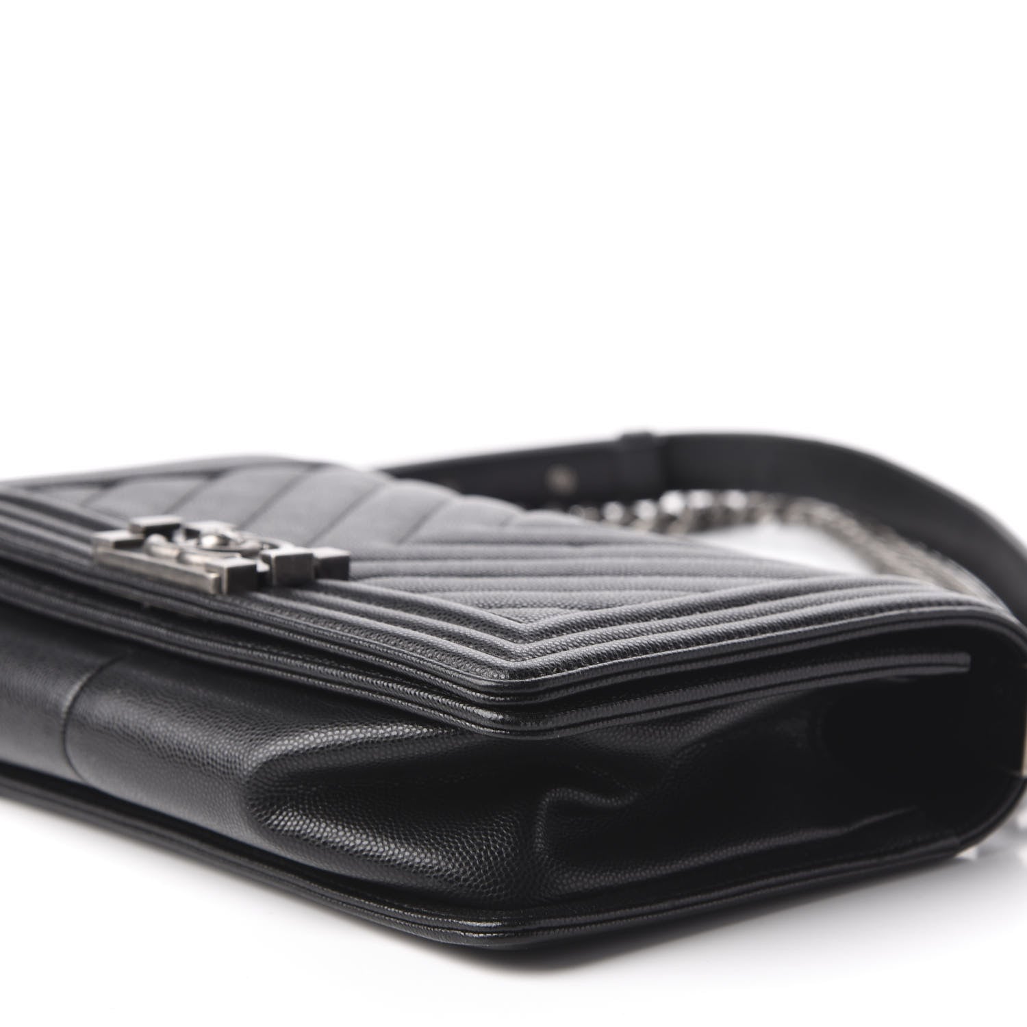 Chanel Caviar Chevron Quilted Medium Boy Flap Black 8 of 11
