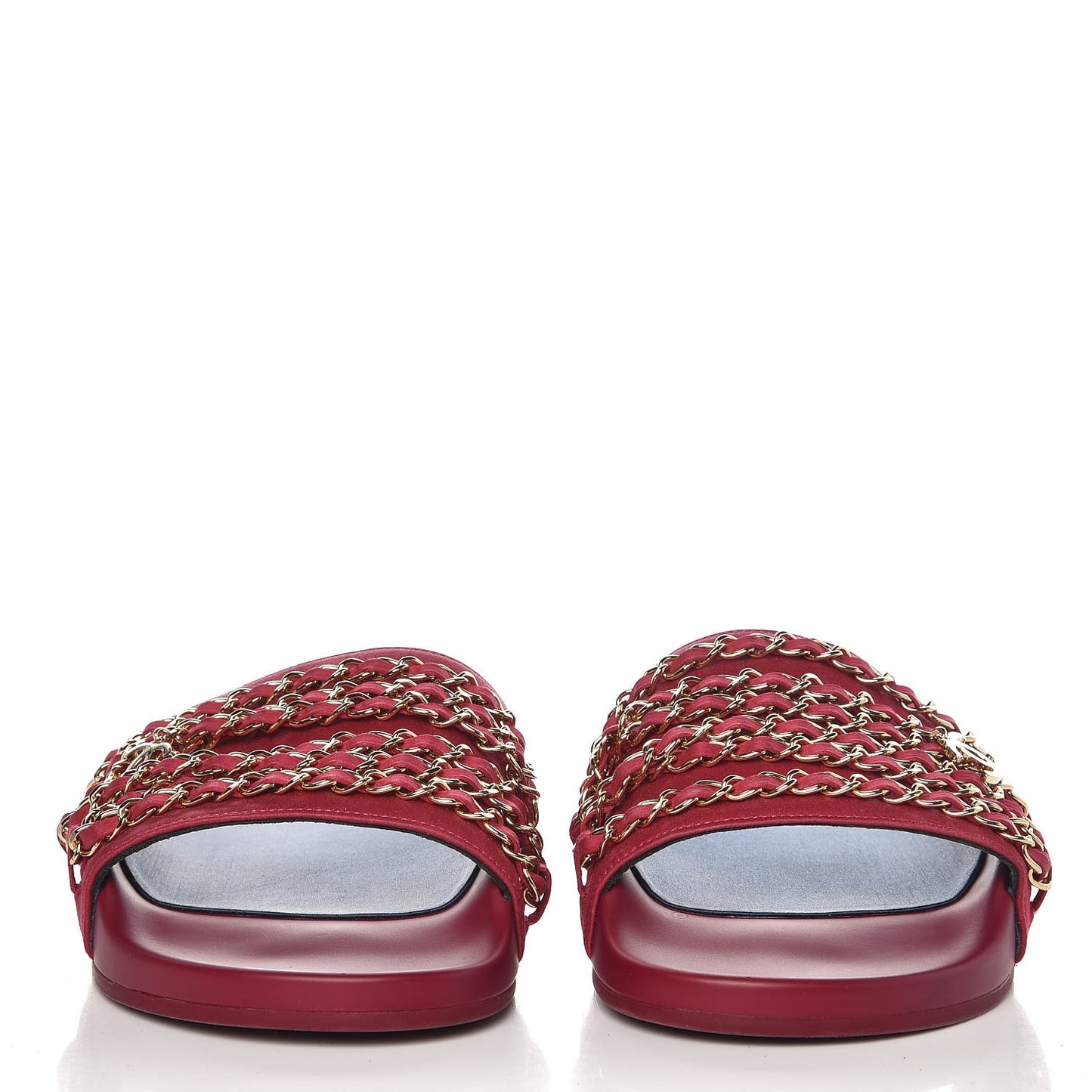 Satin Chain Flat Sandals 40 Dark Fuchsia