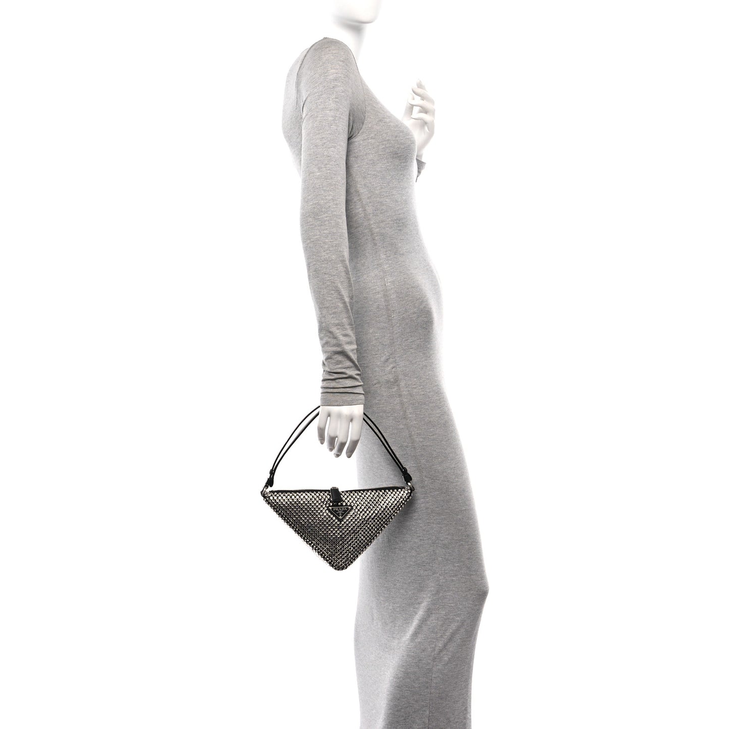 Satin Crystal Triangle Pouch Cristal