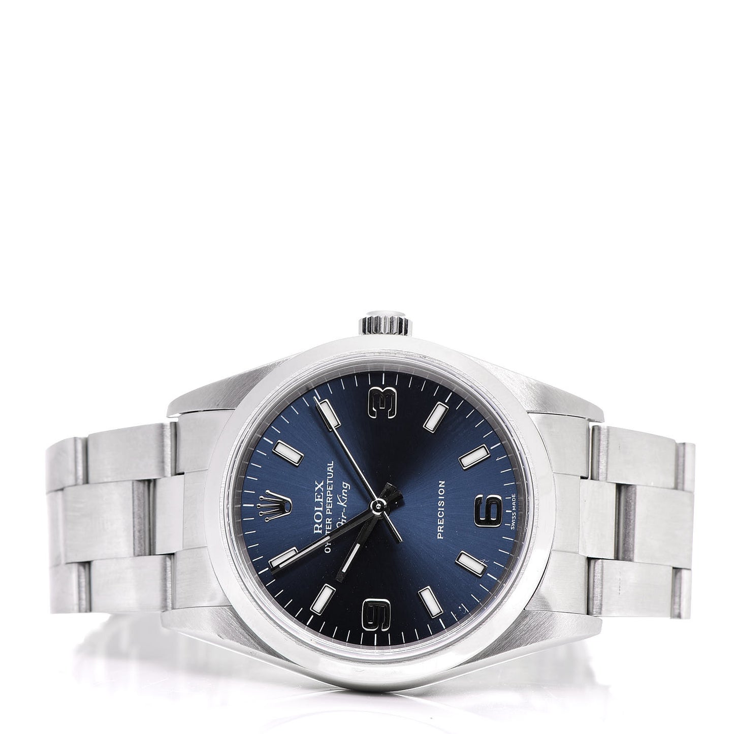 Stainless Steel 34mm Air-King Oyster Perpetual Precision Watch Blue 14000