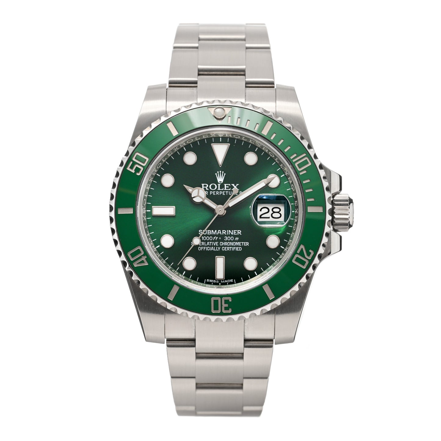 Stainless Steel 40mm Oyster Perpetual Submariner Date Hulk Watch Green 116610LV