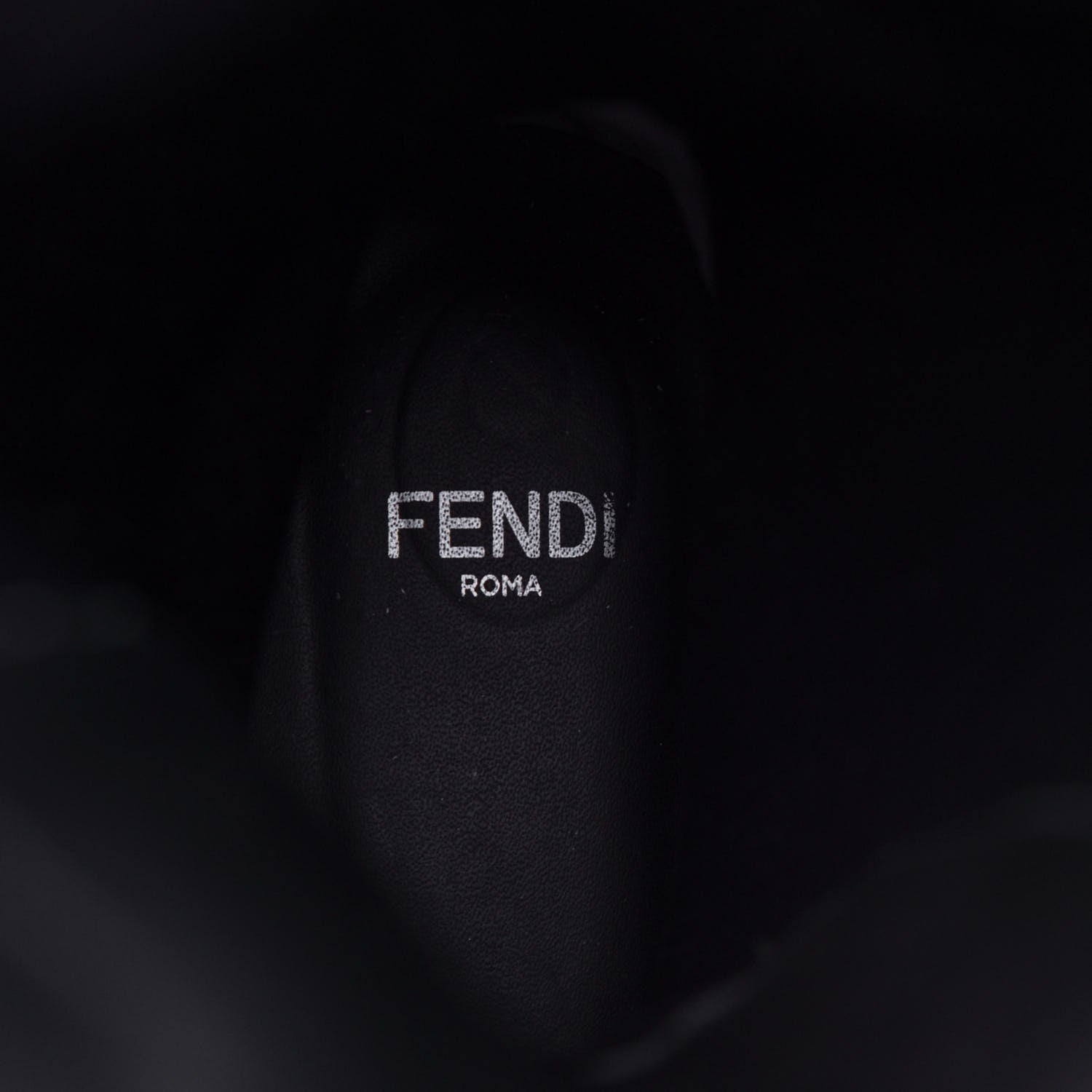 Fendi Lambskin Stretch Fabric Logo Rockoko Tall Boots 37 Black White 9 of 14