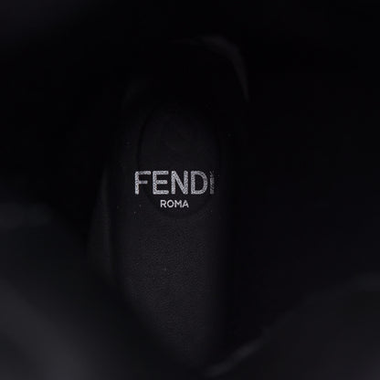 Fendi Lambskin Stretch Fabric Logo Rockoko Tall Boots 37 Black White 9 of 14