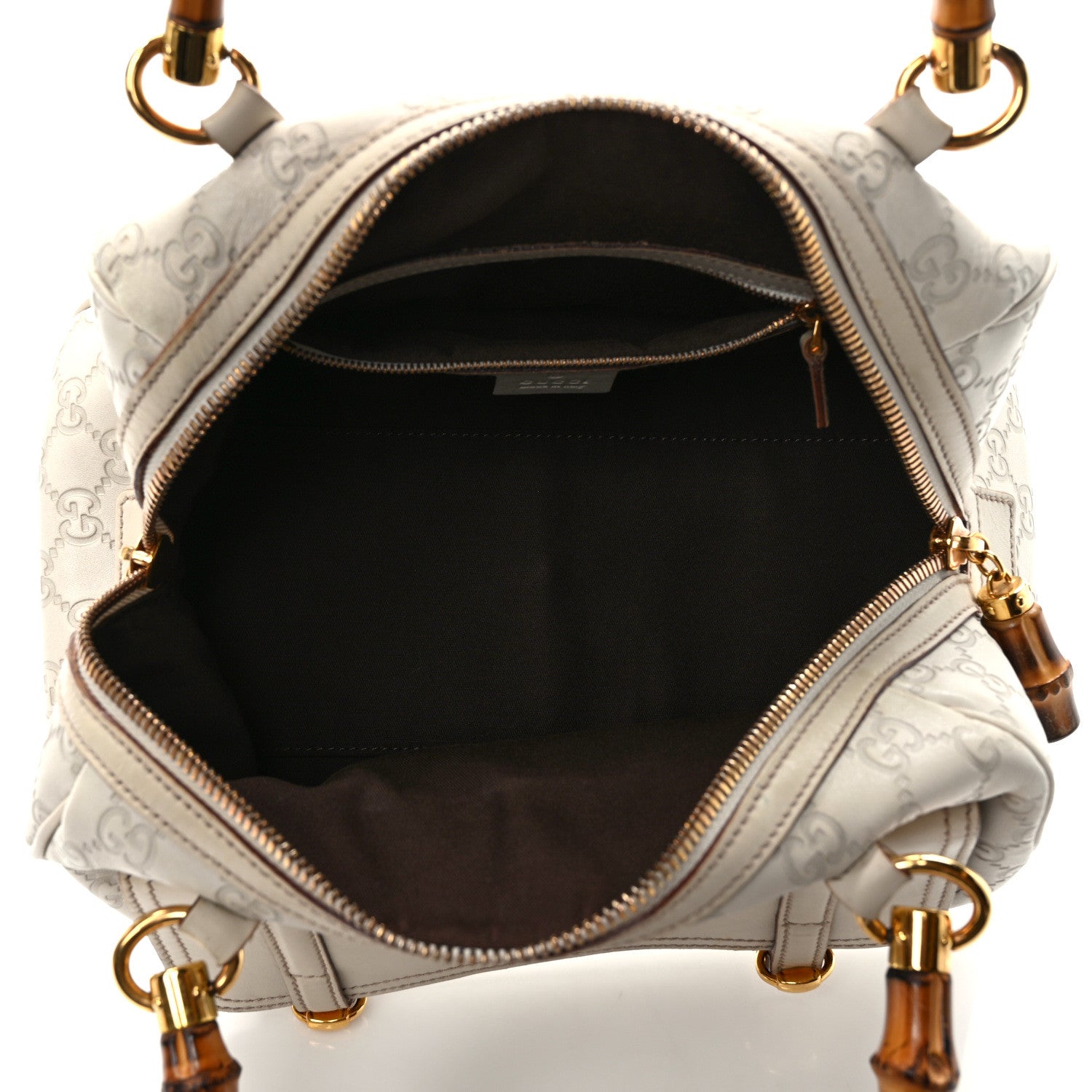 Gucci Guccissima Bamboo Top Handle Boston Bag Off White 5 of 11
