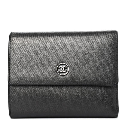 Chanel Grained Calfskin CC Button Flap Wallet Black 1 of 4
