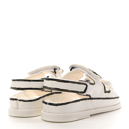 Chanel Calfskin Printed Velcro Dad Sandals 35 White Black 4 of 9