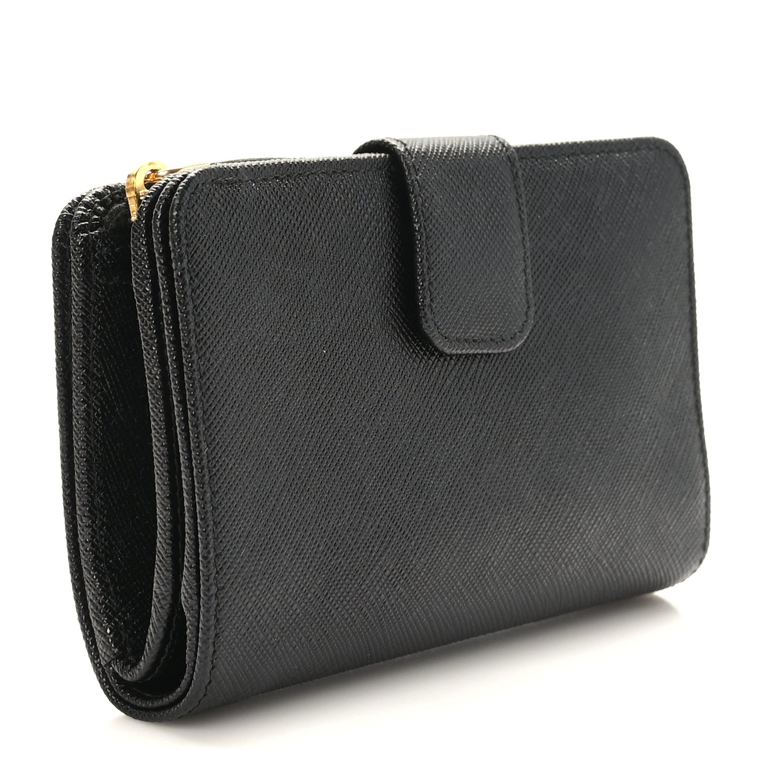 Prada Saffiano Metal Multicolor Compact Wallet Black 3 of 8