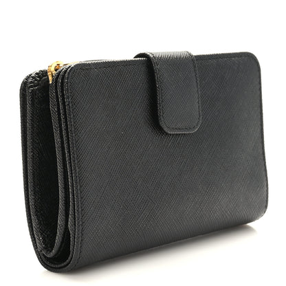 Prada Saffiano Metal Multicolor Compact Wallet Black 3 of 8