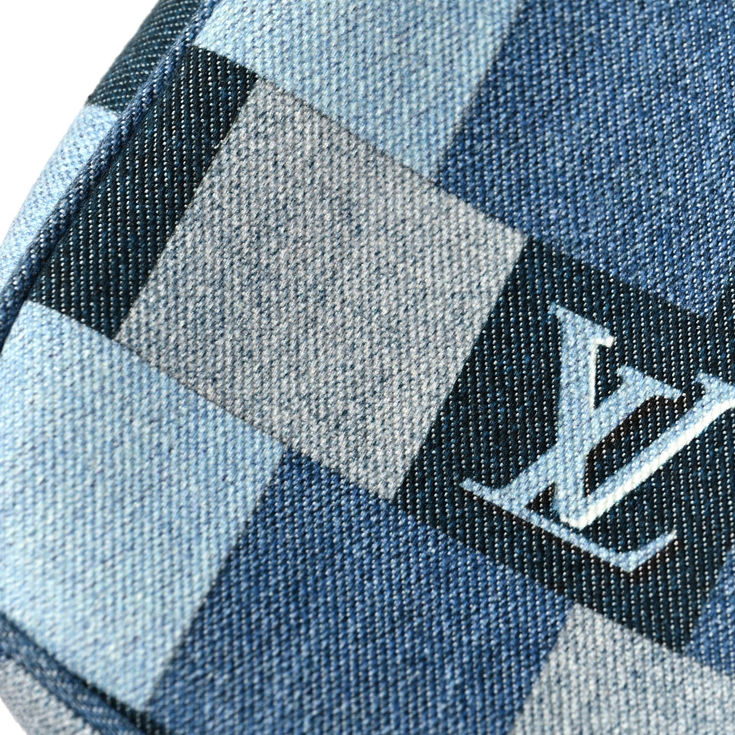 Denim Damier Monogram Patchwork Multi Pochette Accessories Blue Rouge
