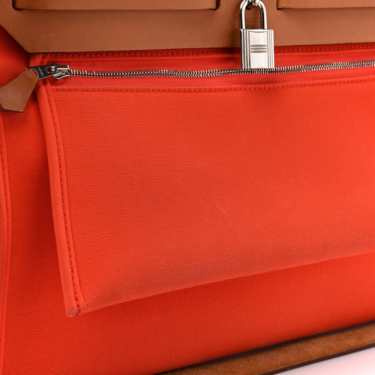 Hermes Toile Vache Hunter Herbag Zip 31 PM Orange Natural Orange Natural 12 of 21