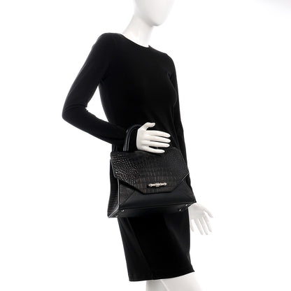 Givenchy Calfskin Crocodile Embossed Small Obsedia Satchel Black 3 of 11