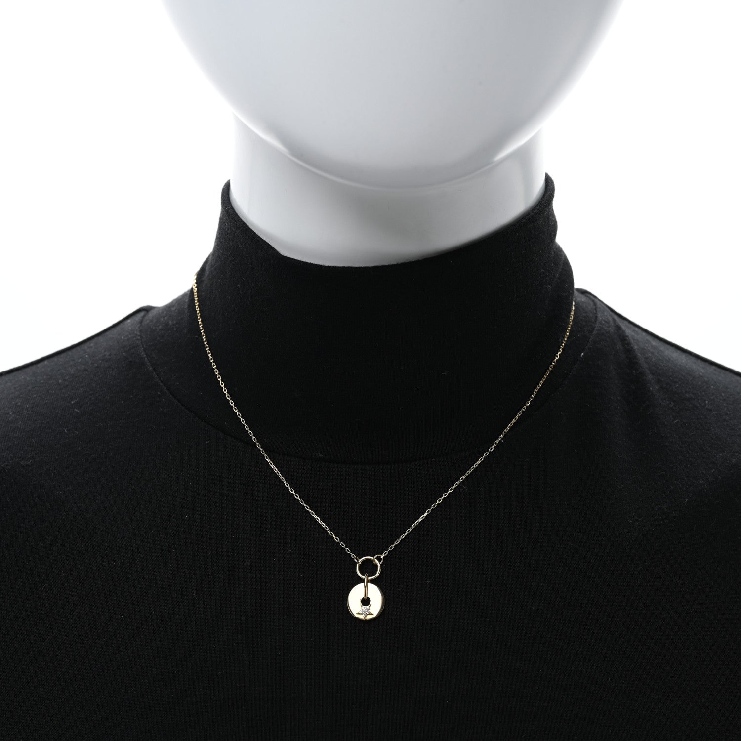 Foundrae 18K Yellow Gold Diamond Star Symbol Disk Drop Necklace 2 of 5