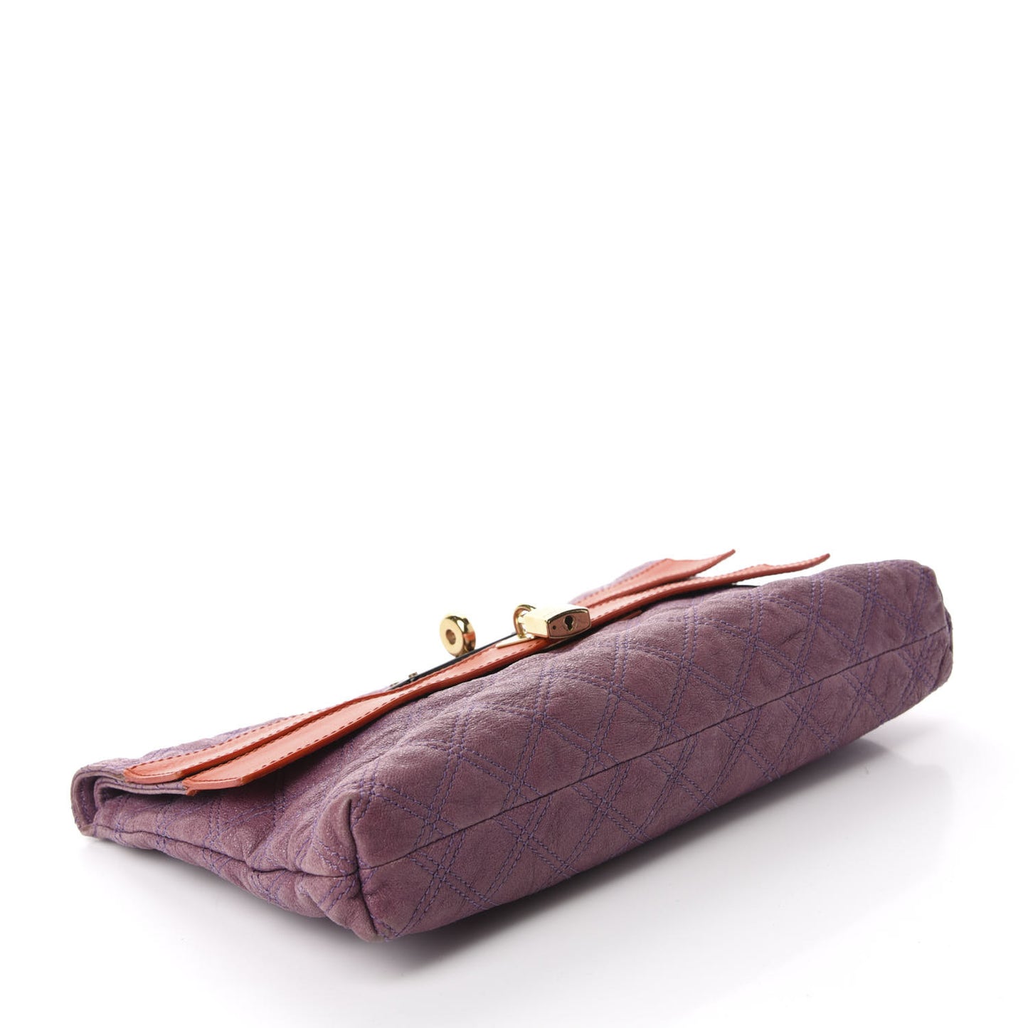 Calfskin Quilted Clutch Purple Orange