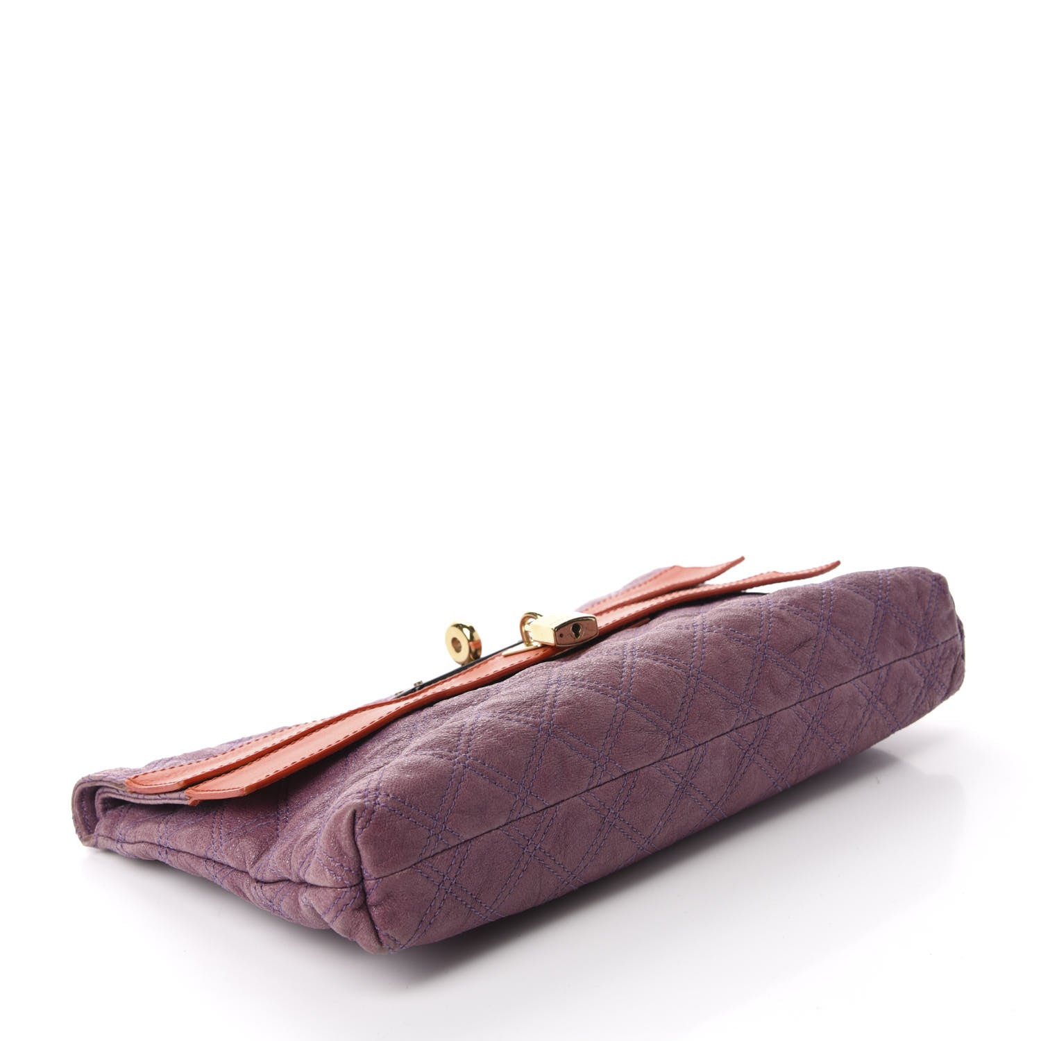 Marc Jacobs Calfskin Quilted Clutch Purple Orange 5 of 10
