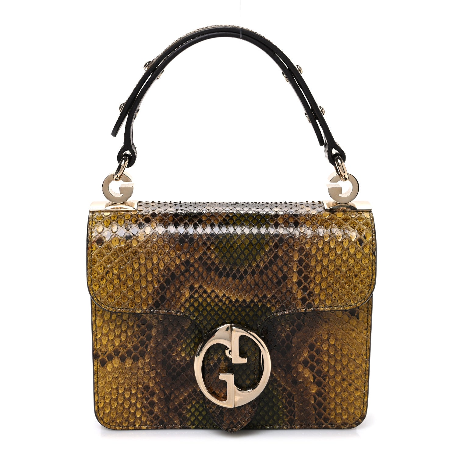 Gucci Snakeskin Small 1973 Top Handle Bag Yellow 1 of 10