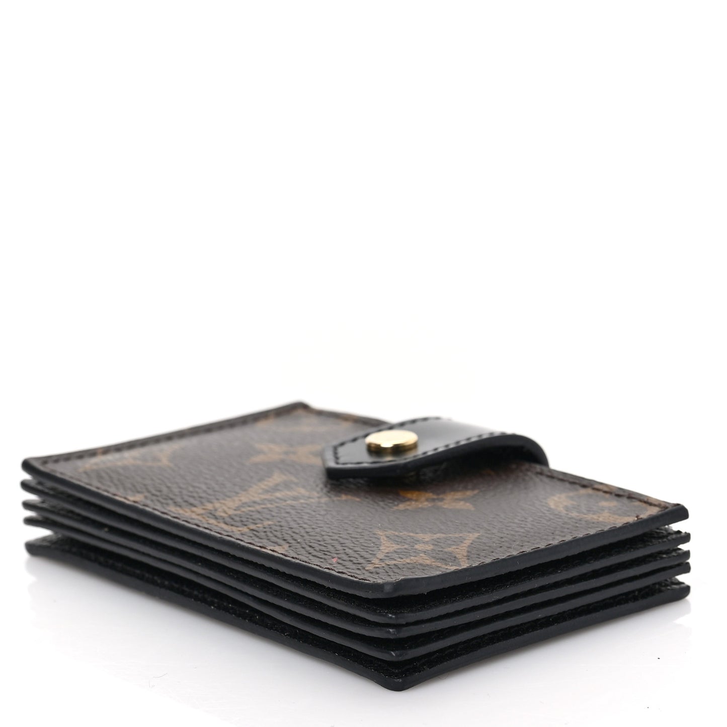 Monogram Gusset Card Holder Black