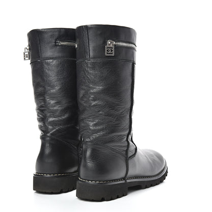 Chanel Calfskin Motorcycle Zipper Boots 41 Black 4 of 9