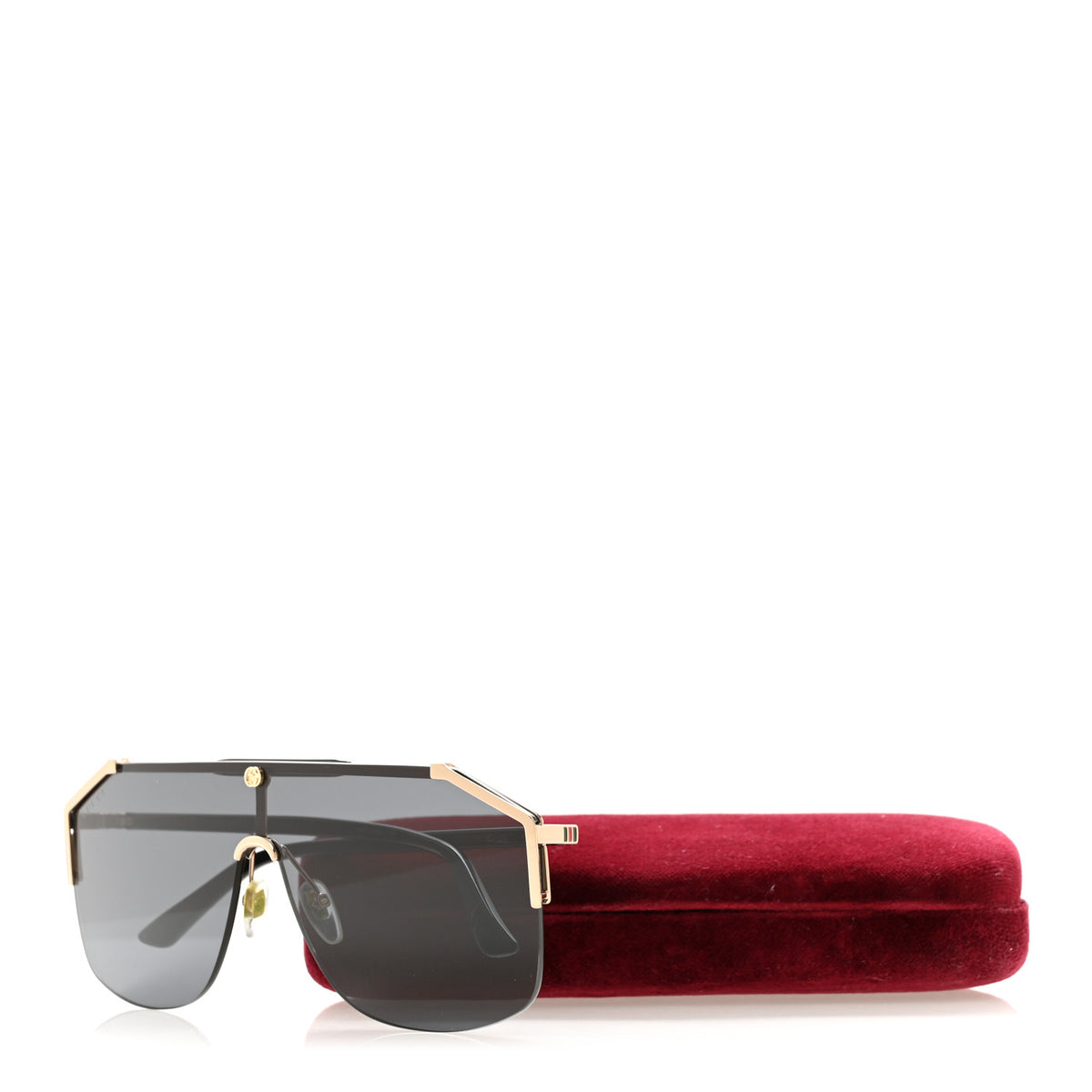 Metal Rimless Square Sunglasses GG0291S Black Gold