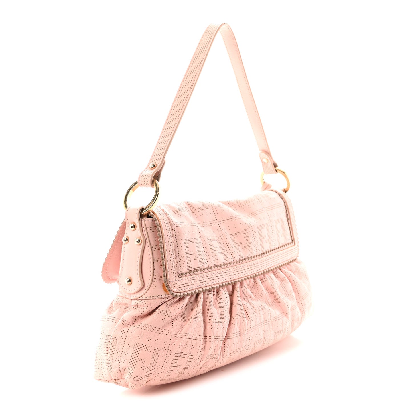 Calfskin Perforated Small Chef Shoulder Bag Pink