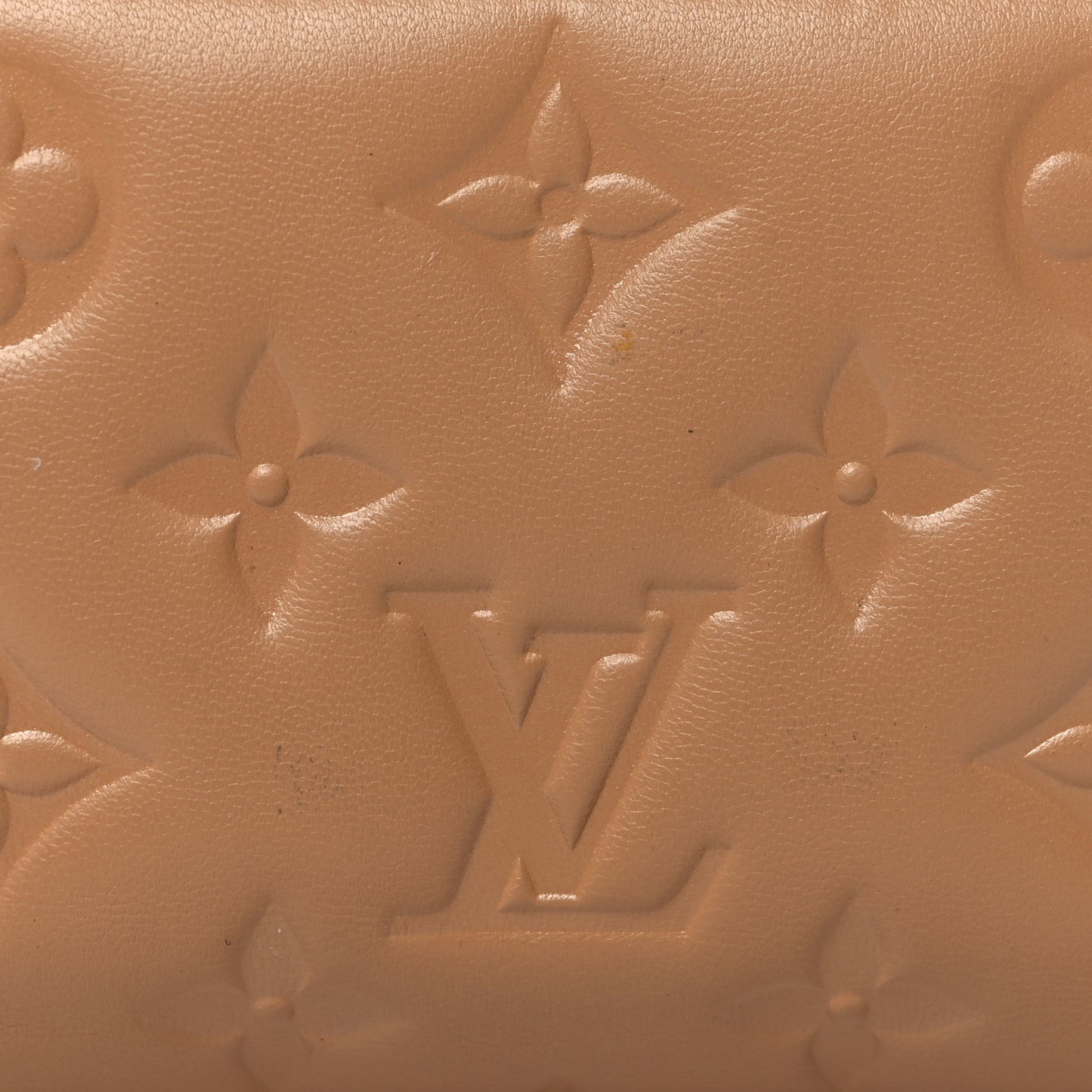 Lambskin Embossed Monogram Lou Coussin Wallet Camel