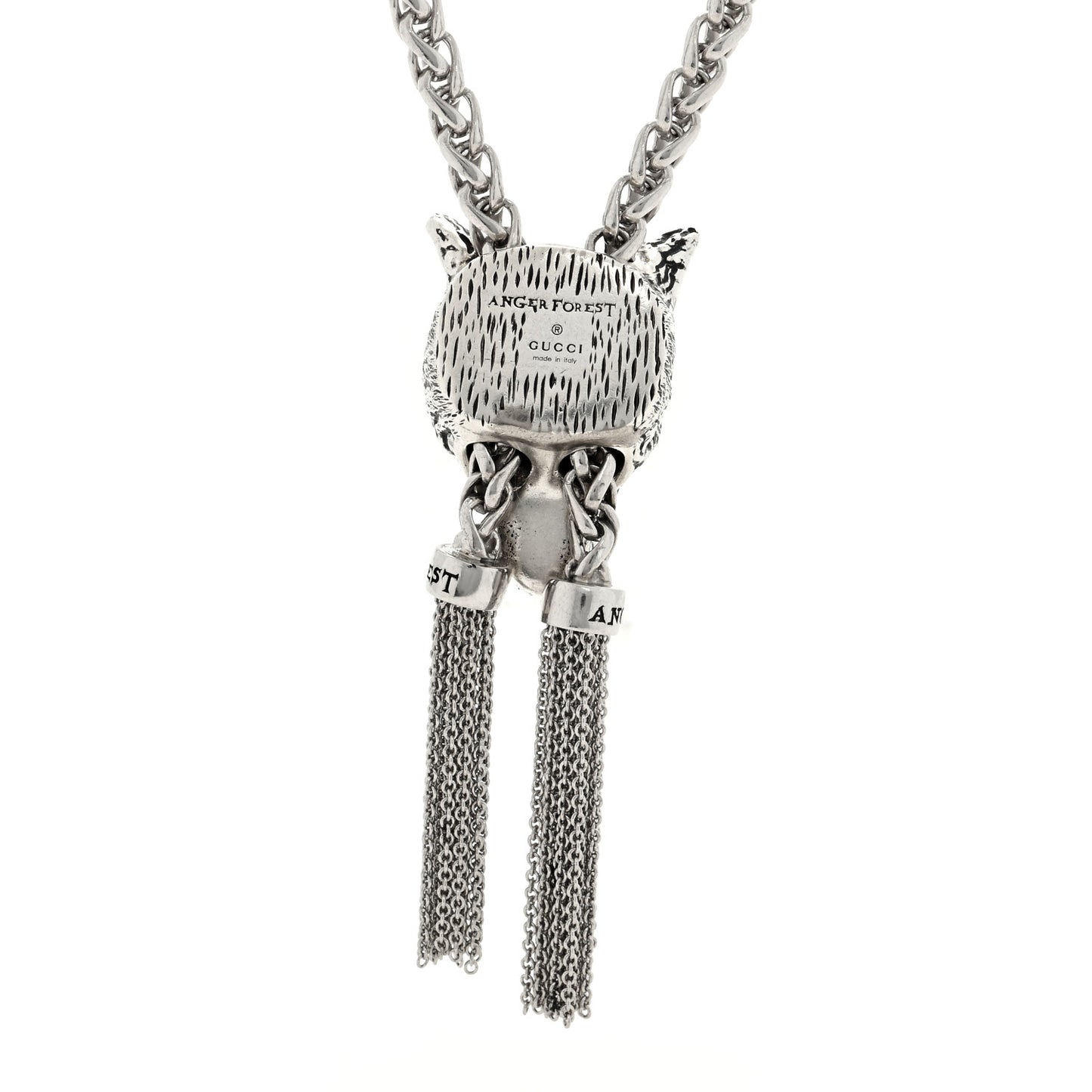 Sterling Silver Anger Forest Wolf Lariat Necklace