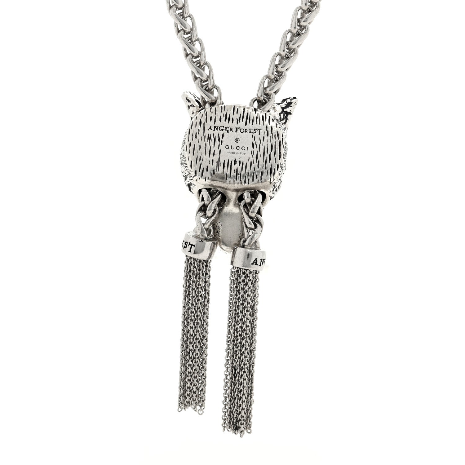 Gucci Sterling Silver Anger Forest Wolf Lariat Necklace 4 of 4