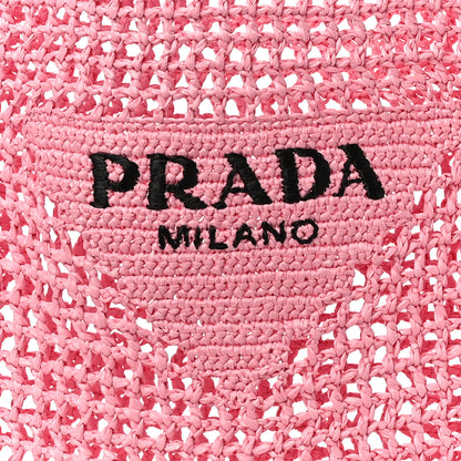 Prada Yarn Raffia Effect Crochet Logo Embroidered Tote Bag Petalo 6 of 8