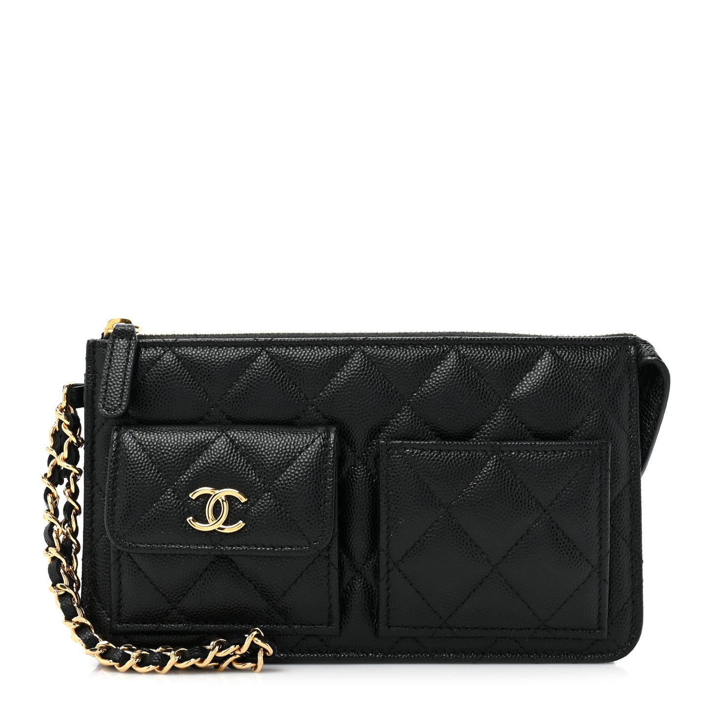Caviar Quilted Polly Pocket Pouch Black