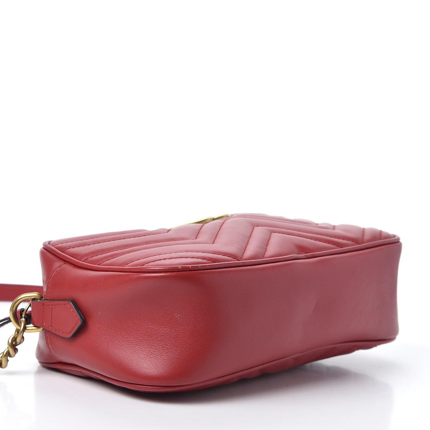 Calfskin Matelasse Small GG Marmont Chain Shoulder Bag Hibiscus Red