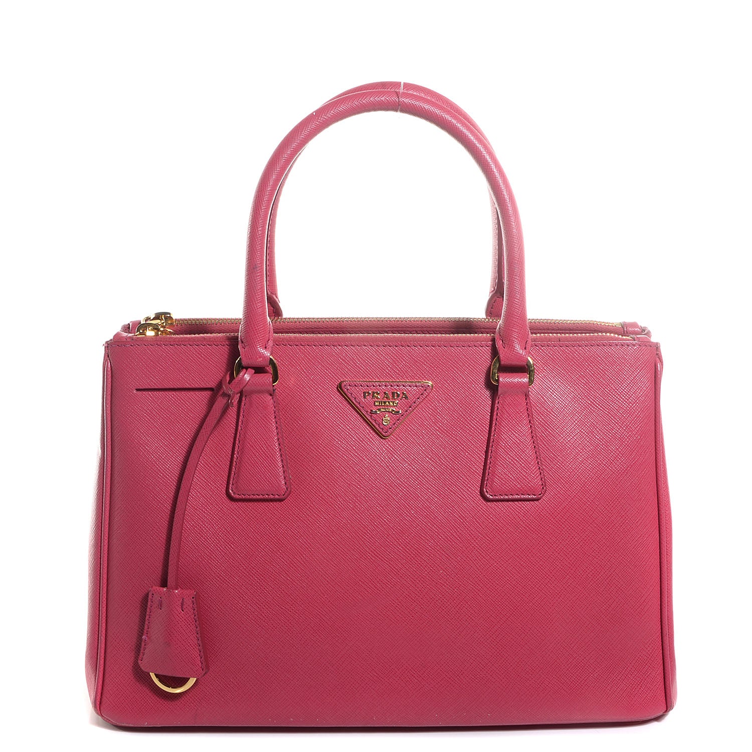 Prada Saffiano Lux Small Double Zip Tote Peonia 1 of 10