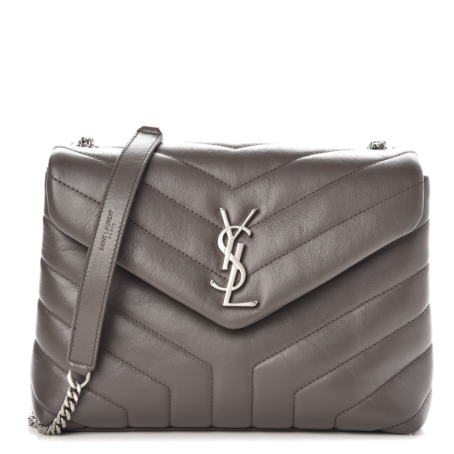 Saint Laurent Calfskin Y Quilted Monogram Small Loulou Chain Satchel Earth 1 of 7