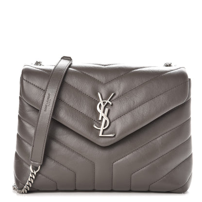 Saint Laurent Calfskin Y Quilted Monogram Small Loulou Chain Satchel Earth 1 of 7