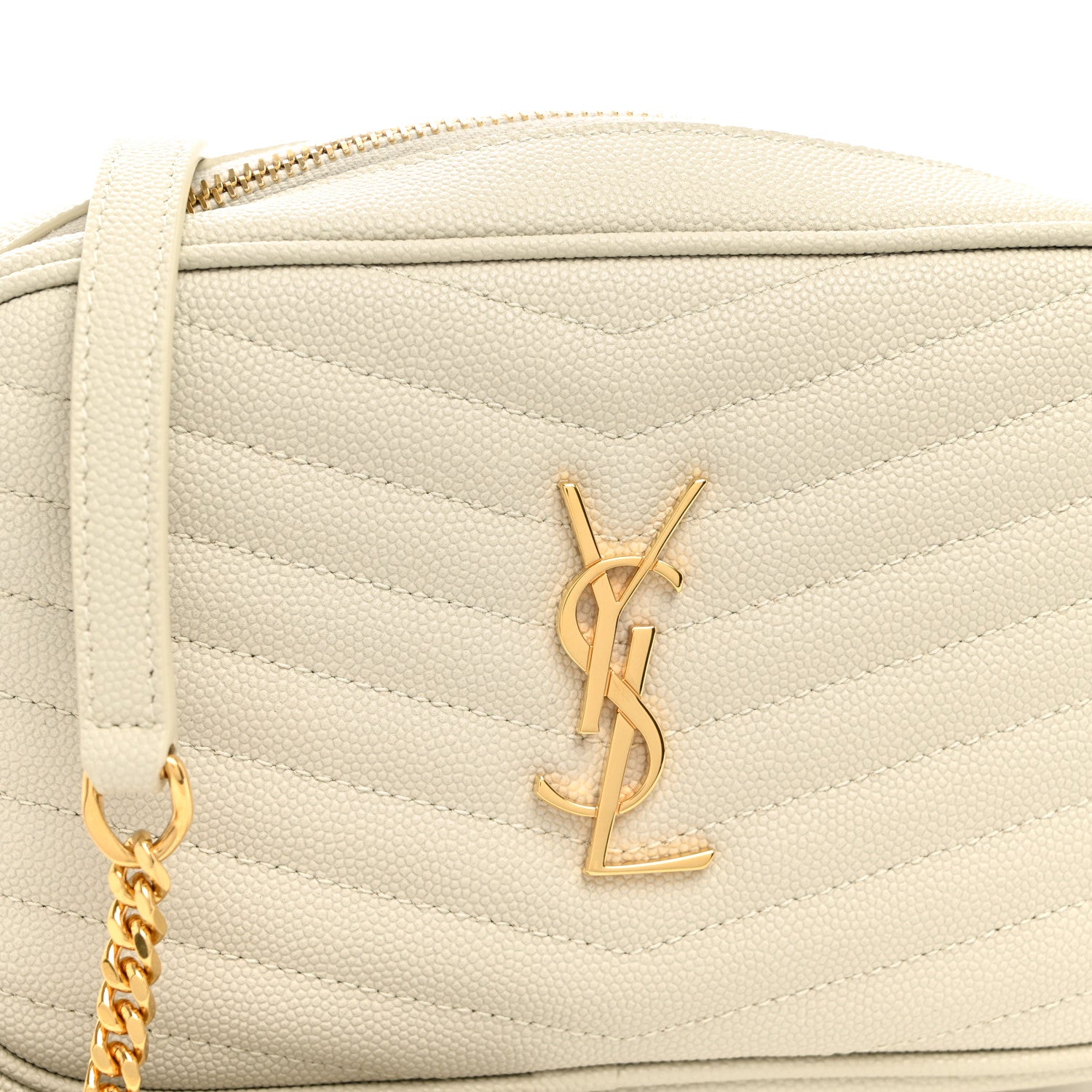 Saint Laurent Grain De Poudre Matelasse Monogram Mini Lou Camera Bag Crema Soft 8 of 10
